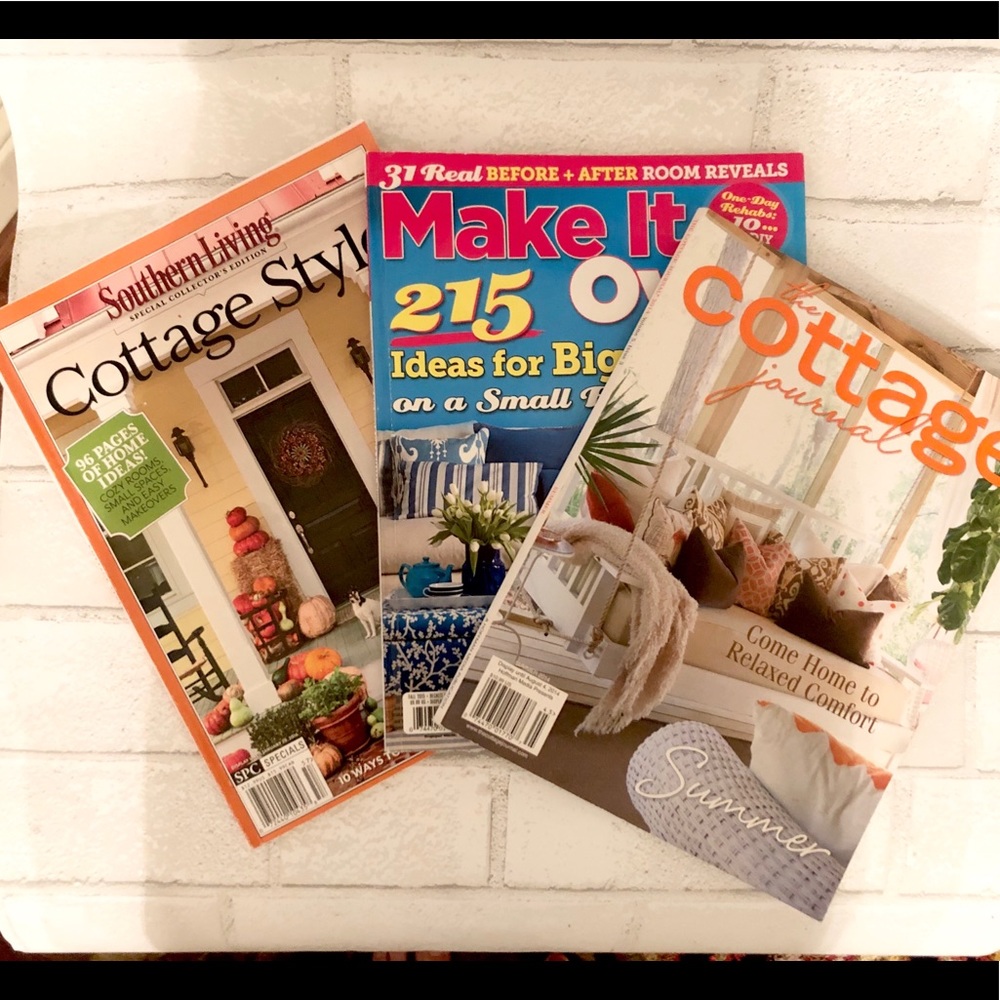 Lot of 3 Cottage Style & Home Decor Magazines Southern Living, Cottage Journal